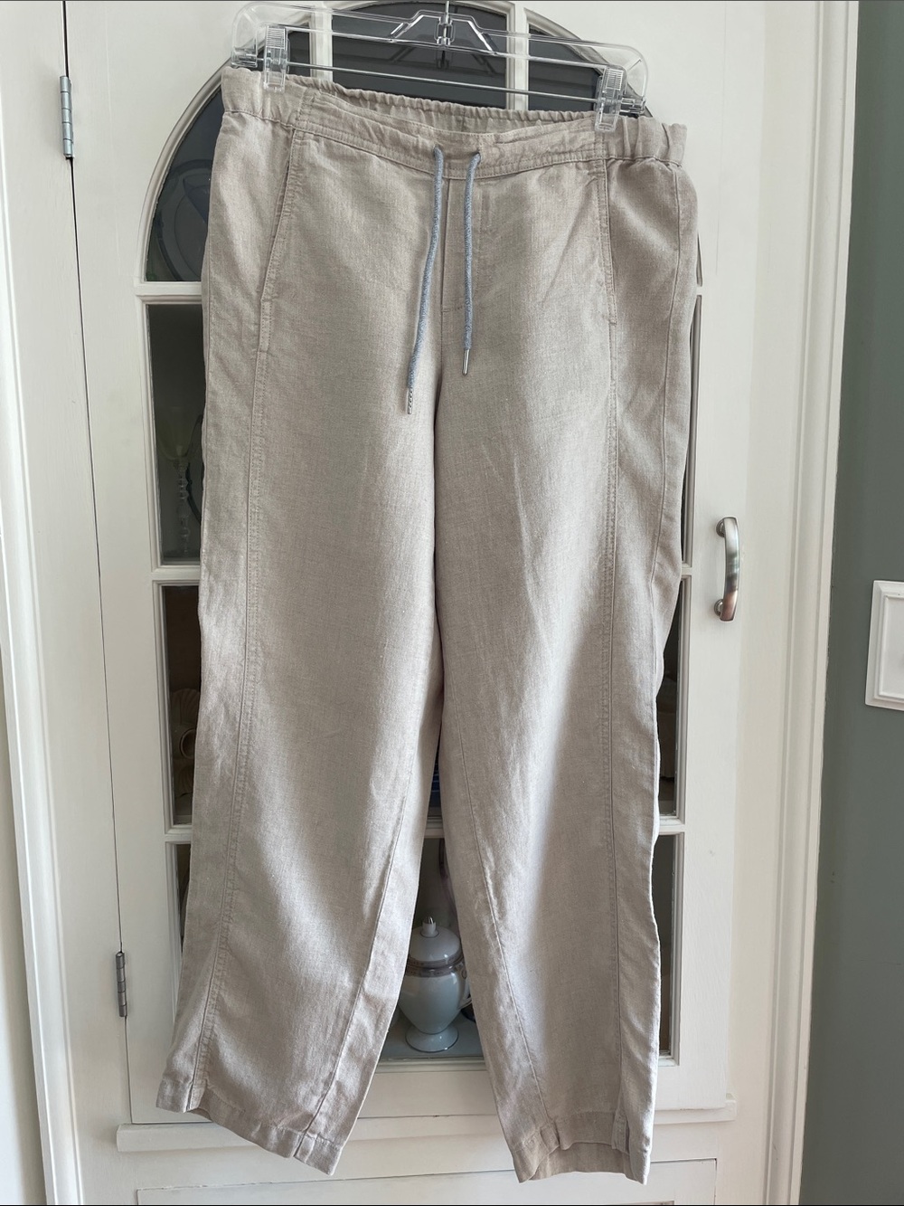 J. Jill Women’s Linen Drawstring Casual Pants - Light Beige Size:S